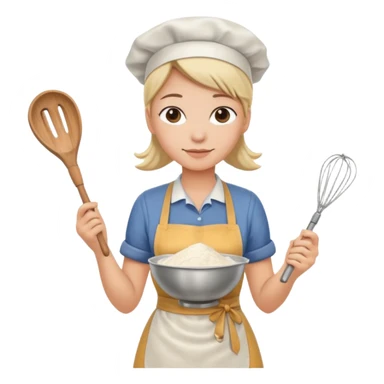 woman making pear cake sticker