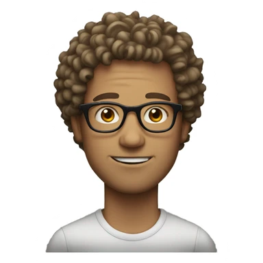 White guy, with curly hair, and big thin round glasses sticker