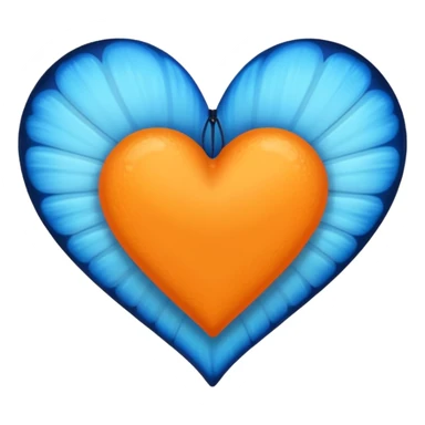 orange heart emoji surrounded by blue butterfly emojis sticker