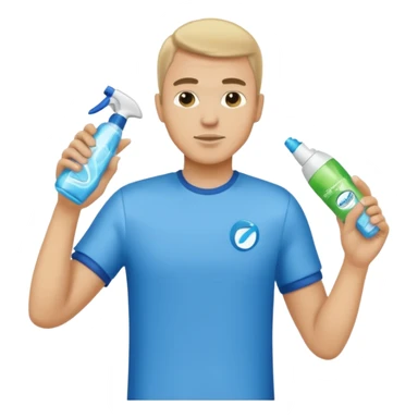 ligth man spraying with spray febreze sticker