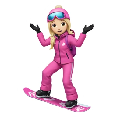 A snowboarder girl in a pink kosume full body blonde sticker