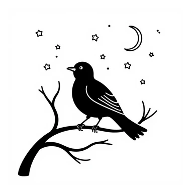 nightingale against starry night sky sticker