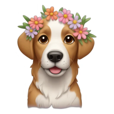 dog with flowers sticker