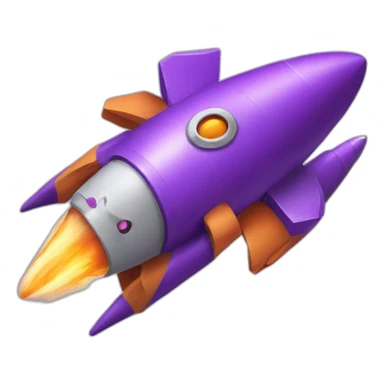 a purple fox in a rocket sticker