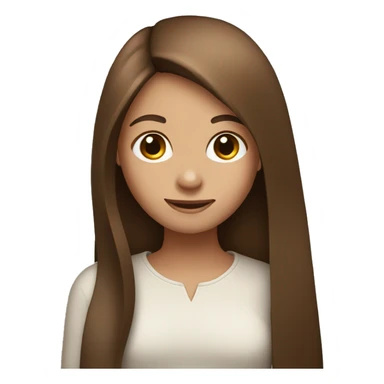 girl with brown long straight hair with monkey sticker