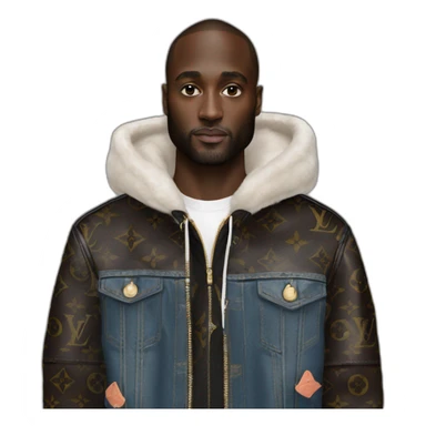 Virgil Abloh with louis Vuitton jacket sticker
