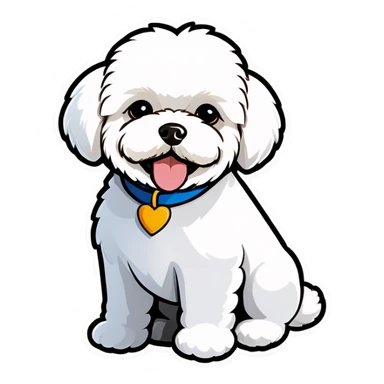 perro bichon maltés negro sticker