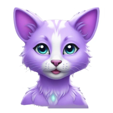 Kawaii bright lilac-colored fantasy ethereal anthro feline fursona animal creature sticker