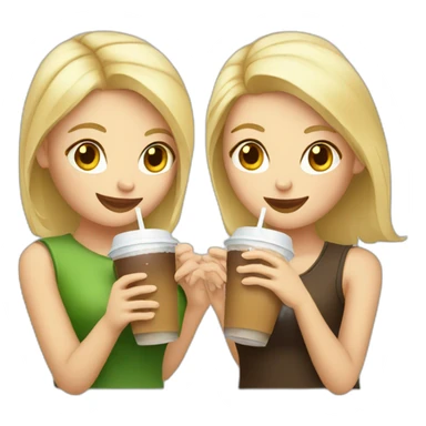 Two Girls with blonde hair drinking iced coffee sticker