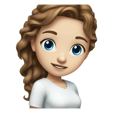 beautiful girl with brown hair and blue eyes in white top sticker