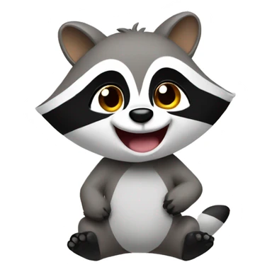 happy racoon with colorful leaves falling sticker