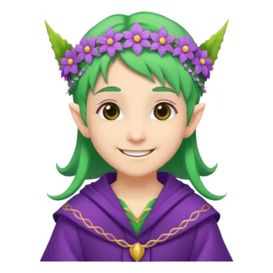 green hair elves, wearing purple with flower crowns sticker