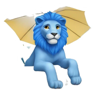 blue lion on holiday sticker