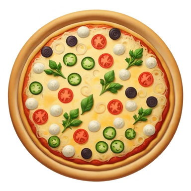 Whole cheese pizza with veggies on it  sticker