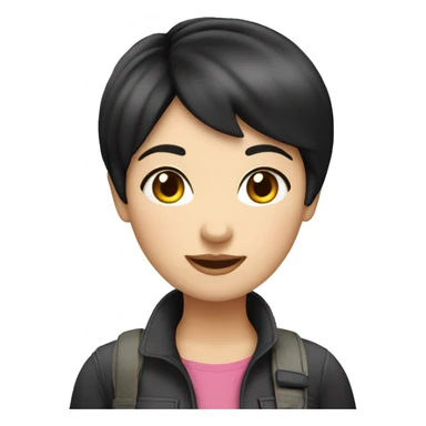 Girl tour guide with fair skin short black hair chubby face sticker