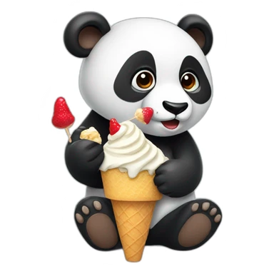 Panda eating ice cream red  sticker