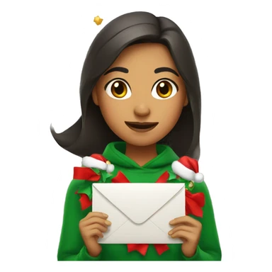 Mexican girl with Christmas mail sticker