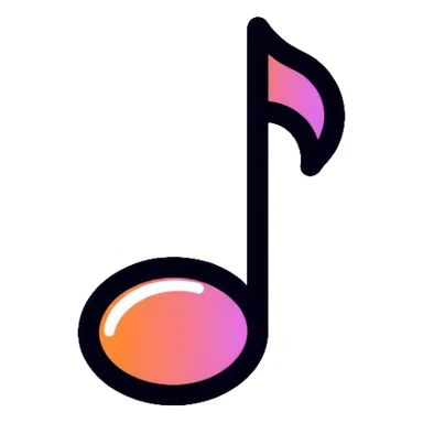 single musical note on white circle sticker