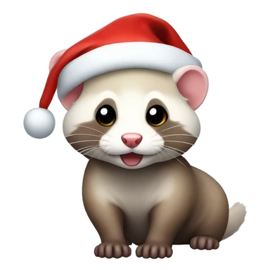 A ferret in a Santa hat sticker