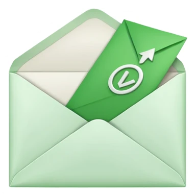 white envelop with a letter and green checked checkbox inside sticker