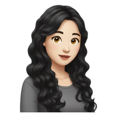 Beautiful girl,Black hair,wavy hair，long hair,White skin,oval face,Black eyes,Chinese sticker