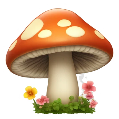 mushroom with flowers growing around it sticker