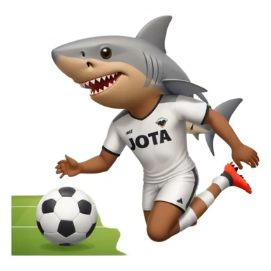 a shark wear a football shirt with the name jota and while scoring a goal in soccer sticker