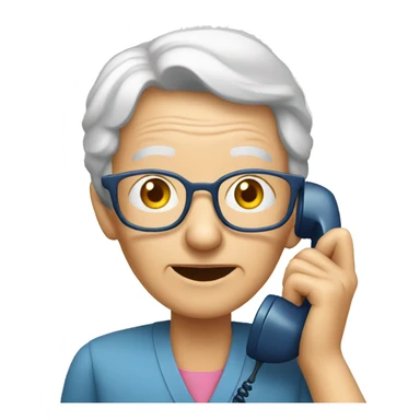 elderly person calling on the telephone sticker
