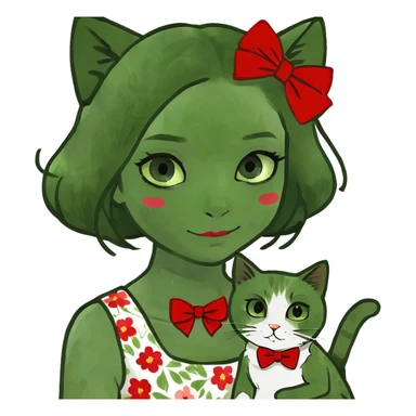 Girl holding a red point colors ragdoll cat  sticker