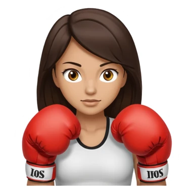 An woman with long dark brown hair light brown eyes in boxing gloves sticker