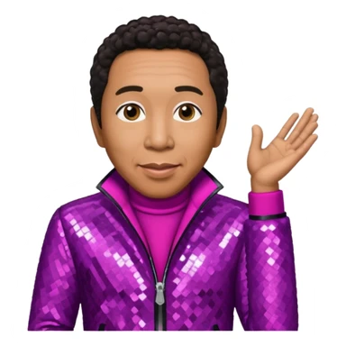 Smokey Robinson with dark brown hair, magenta sequin outfit  sticker