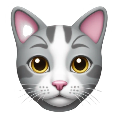 Grey and white cat with pink nose sticker