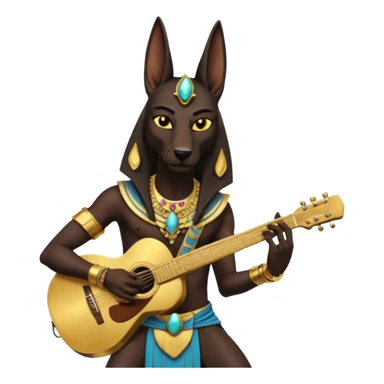 ancient anubis play guitar sticker