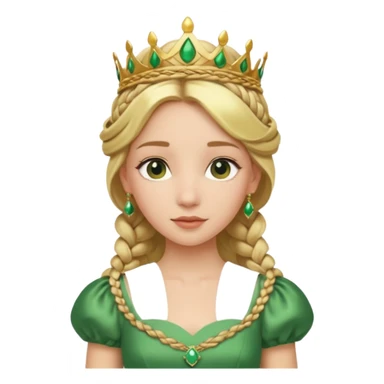 Princess in green Dress with Tiara, Braided Blonde Hair sticker