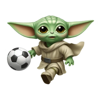 Baby yoda playing soccer sticker