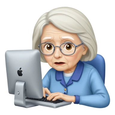 Extremely Confused old lady at computer  sticker