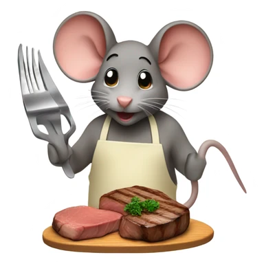 Mouse cooking a steak dinner  sticker