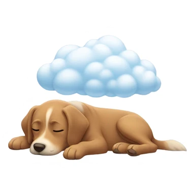 A dog laying down dreaming with dream cloud coming out of head sticker
