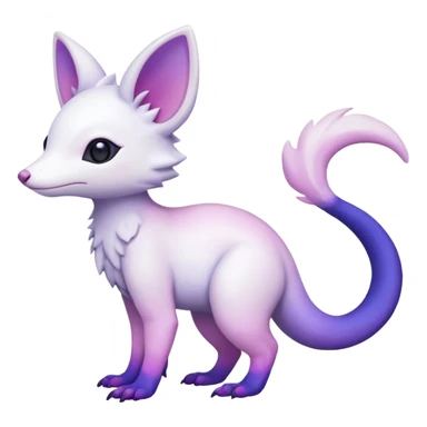  Pure-Snow-White albino cute with indigo-Violet-purple-pinkish-gradient markings beautiful handsome gorgeous aesthetic colorful vibrant Vernid-Trico-species-Fakemon-creature by LiLaiRa, 4 legs, 1 tail, random markings, (full body) sticker