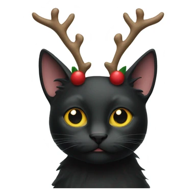 Black cat wearing Antlers sticker