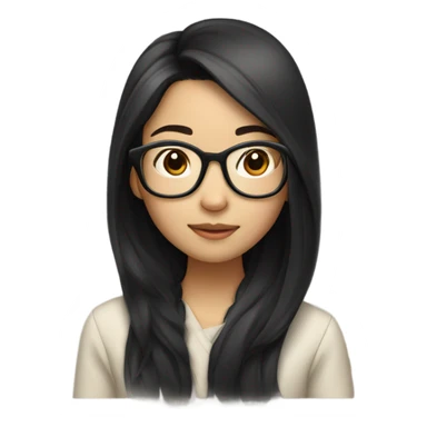 Asian girl with cascade hair and glasses with black frame  sticker