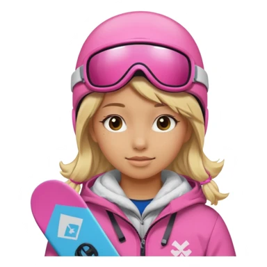A snowboarder girl in a pink kosume blonde sticker