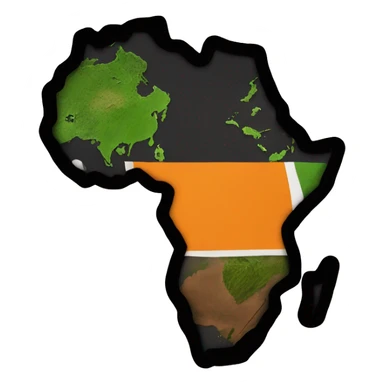 Orange African continent. The word “MALIK” in black in the middle of the continent sticker