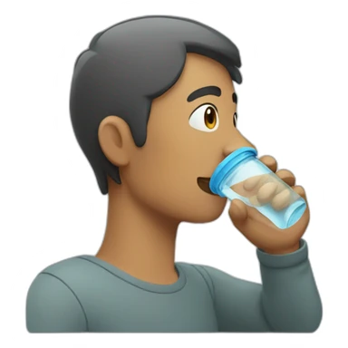 man drinking from a water bottle sticker