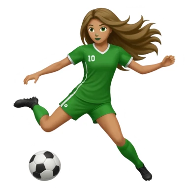 Long Haired Football Players, Female player, green cloth, full body kick ball sticker