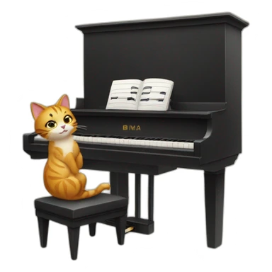 cat playing piano sticker