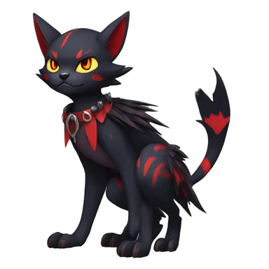 Black Anthro Cool Punk Noibat-Litten-Fakemon-fursona with fangs and red markings Full Body sticker