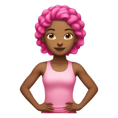 brown skinned yoga girl light pink clothes and hot pink hair  sticker