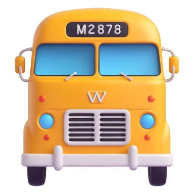 3D emoji of a retro bus inspired by the reference photo, front view, cartoonish, playful, simplified features sticker