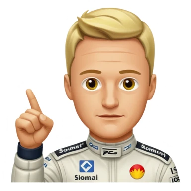 Ralf Schumacher pointing at Ralf Schumacher sticker